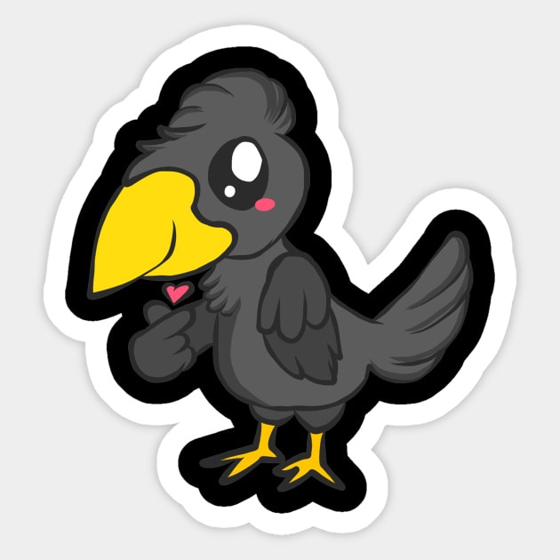 Raven bird crow jackdaw jay hooded crow cute Sticker by KK-Royal